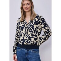 Street One Splitneck Blouse Elastic Tape Shadowed Navy