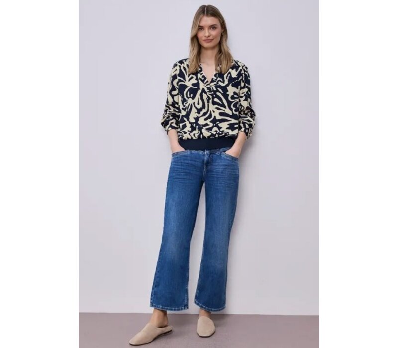 Street One Splitneck Blouse Elastic Tape Shadowed Navy