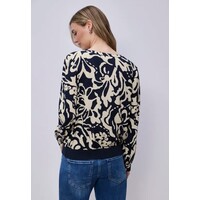 Street One Splitneck Blouse Elastic Tape Shadowed Navy