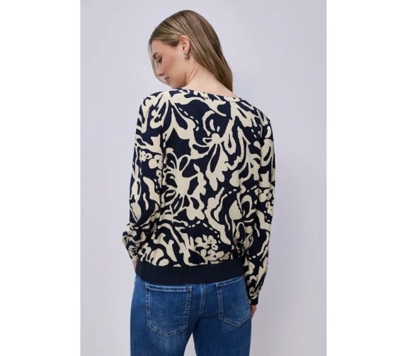 Street One Splitneck Blouse Elastic Tape Shadowed Navy