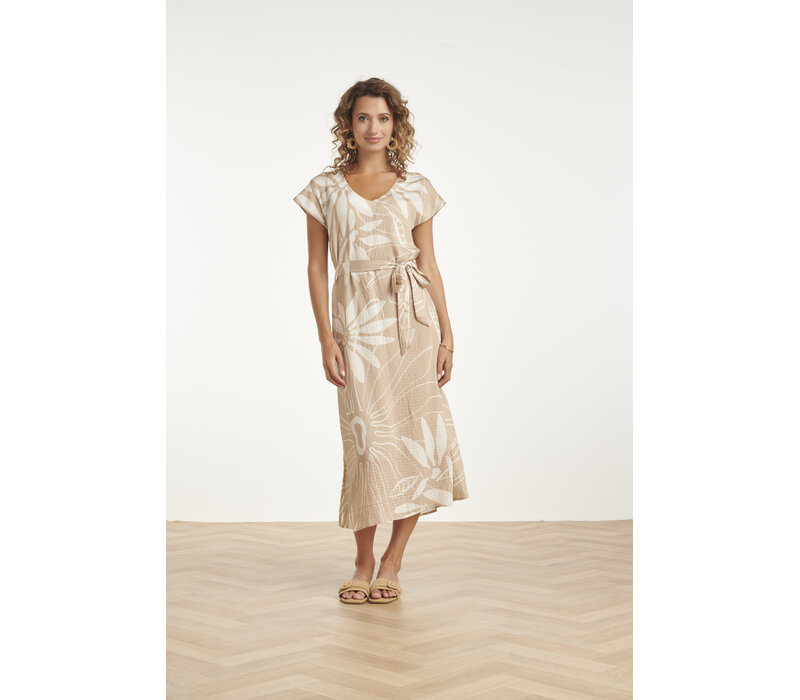 Smashed Lemon Dress Dark Sand Off White