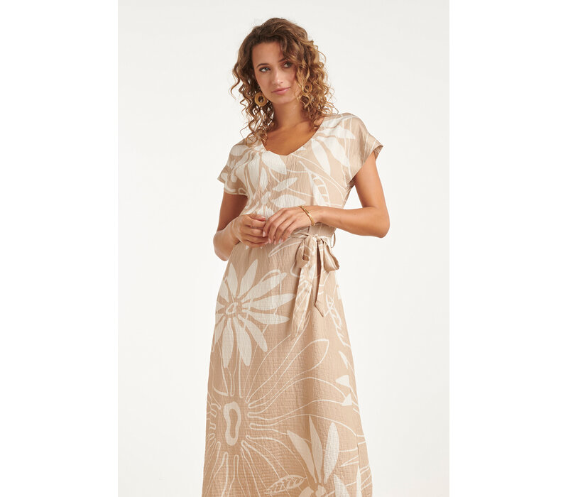 Smashed Lemon Dress Dark Sand Off White