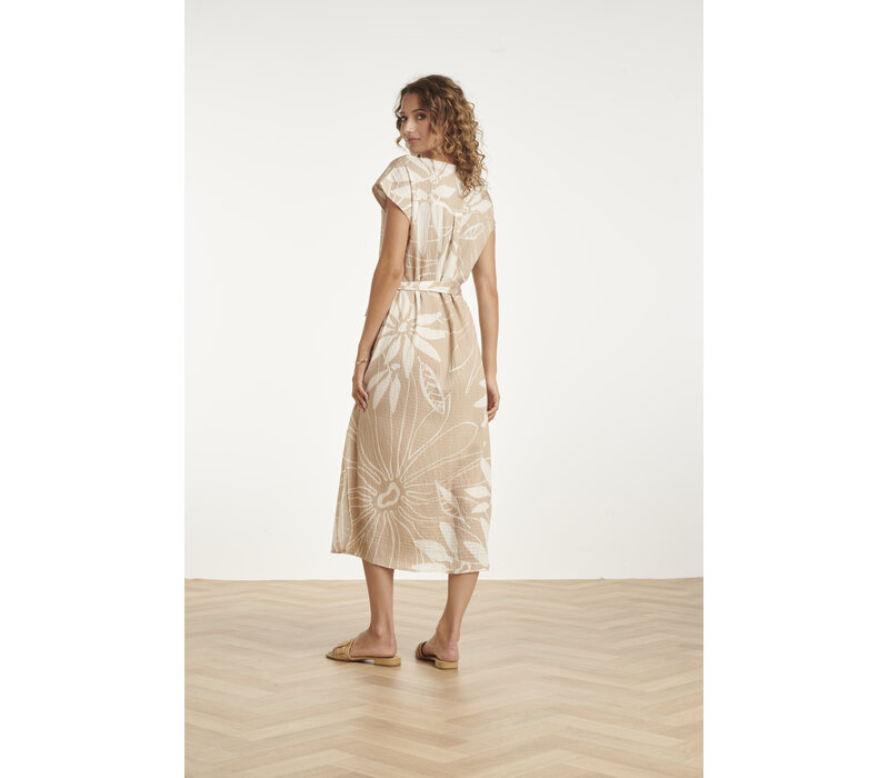 Smashed Lemon Dress Dark Sand Off White