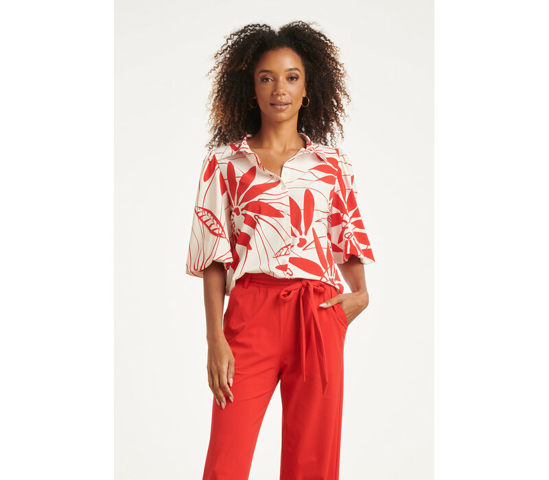 Smashed Lemon Blouse White Red