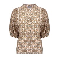 Geisha Blouse Ecru Chocolate Brown