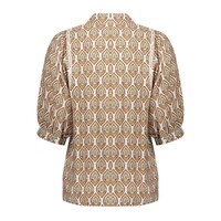 Geisha Blouse Ecru Chocolate Brown
