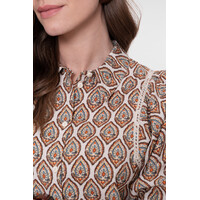 Geisha Blouse Ecru Chocolate Brown