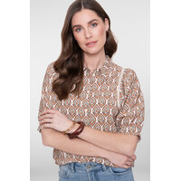 Geisha Blouse Ecru Chocolate Brown
