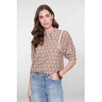 Geisha Blouse Ecru Chocolate Brown