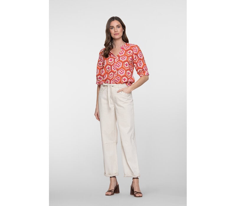 Geisha Jeans Balloon Linen Mix Ecru Raw Linen Mix