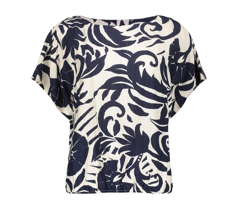 Geisha Top Flower Bi-Color Navy Off White