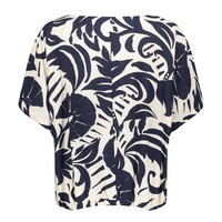 Geisha Top Flower Bi-Color Navy Off White