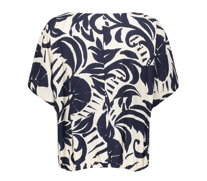 Geisha Top Flower Bi-Color Navy Off White