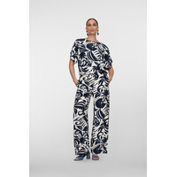 Geisha Top Flower Bi-Color Navy Off White