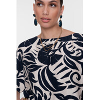 Geisha Top Flower Bi-Color Navy Off White