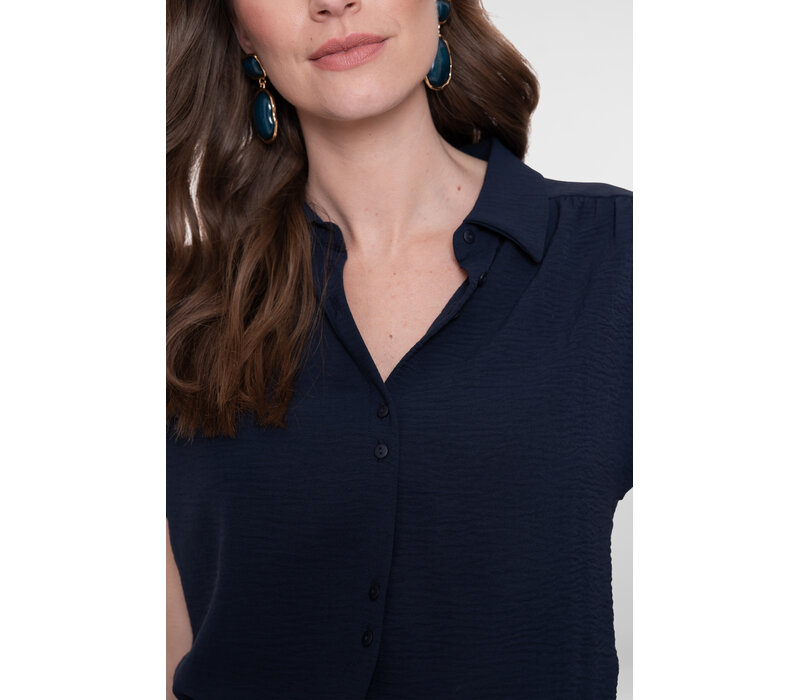 Geisha Blouse Crinckle Navy
