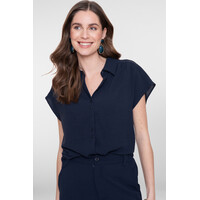 Geisha Blouse Crinckle Navy