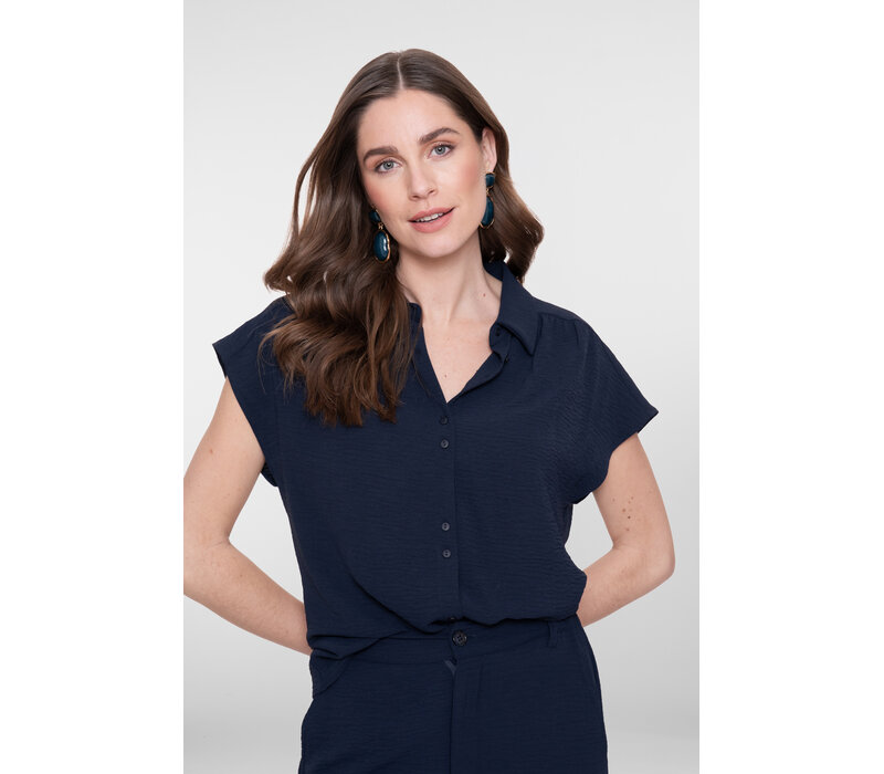 Geisha Blouse Crinckle Navy