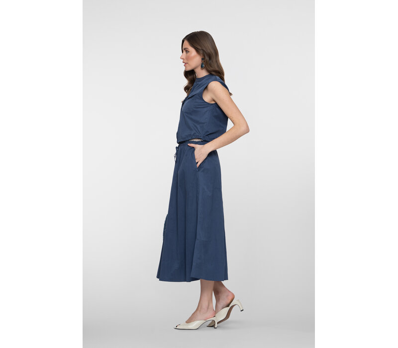 Geisha Skirt Lace Waistband Ink Blue