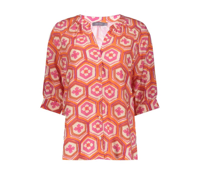 Geisha Blouse Ecru Orange Cassis