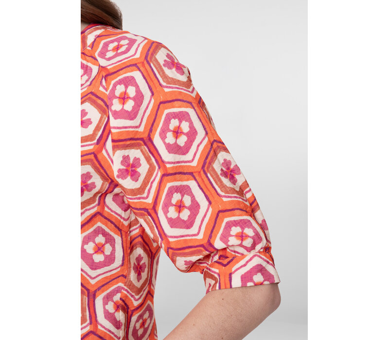 Geisha Blouse Ecru Orange Cassis