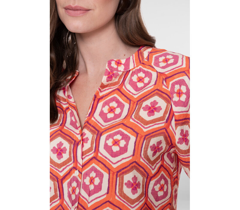 Geisha Blouse Ecru Orange Cassis