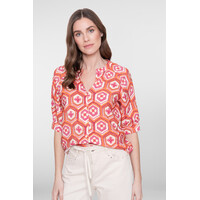 Geisha Blouse Ecru Orange Cassis