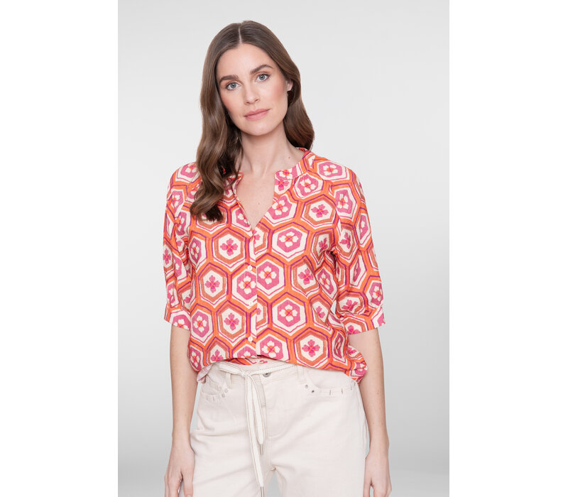 Geisha Blouse Ecru Orange Cassis