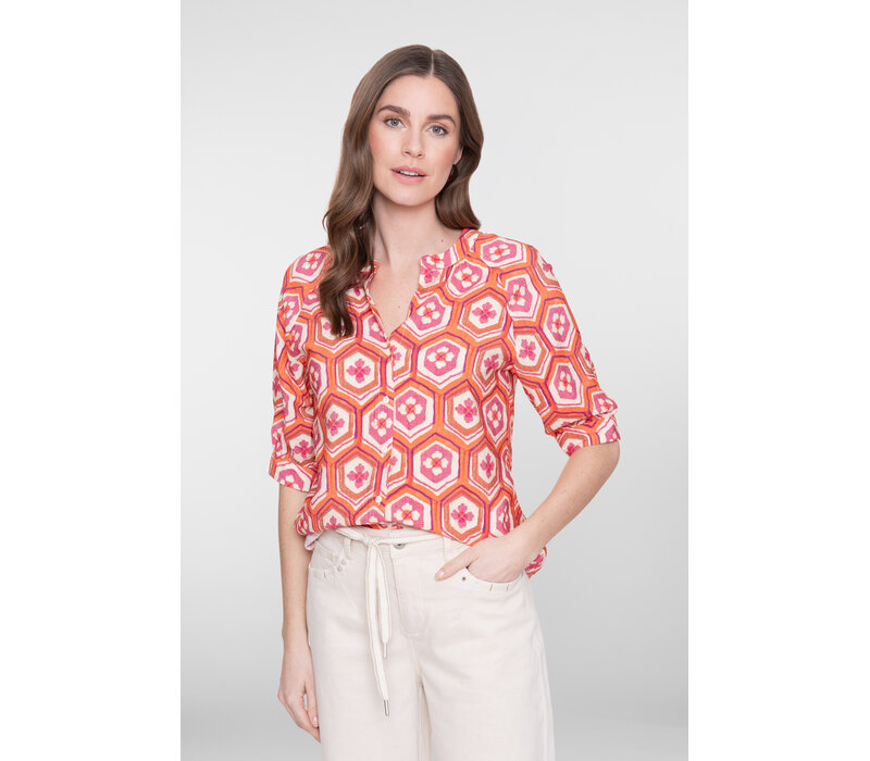 Geisha Blouse Ecru Orange Cassis