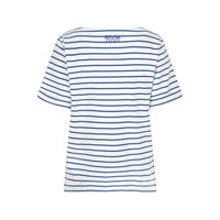 Red Button Terry Stripe Short Sleeve Jeans Blue