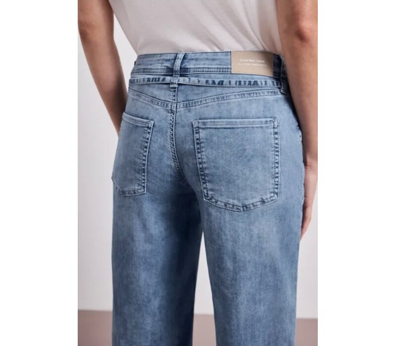 Street One Emee Wide Leg Mid Waist Mid Blue Random Wash