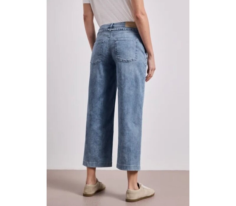 Street One Emee Wide Leg Mid Waist Mid Blue Random Wash