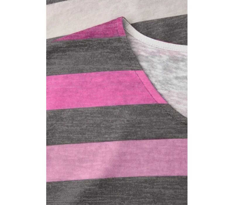 Street One Big Multicolor Stripe Shirt Espresso Brown