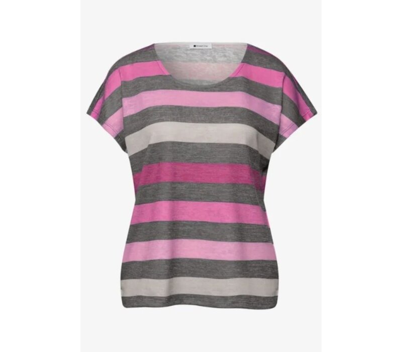 Street One Big Multicolor Stripe Shirt Espresso Brown