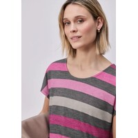 Street One Big Multicolor Stripe Shirt Espresso Brown