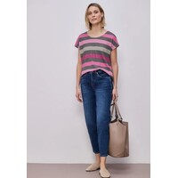 Street One Big Multicolor Stripe Shirt Espresso Brown