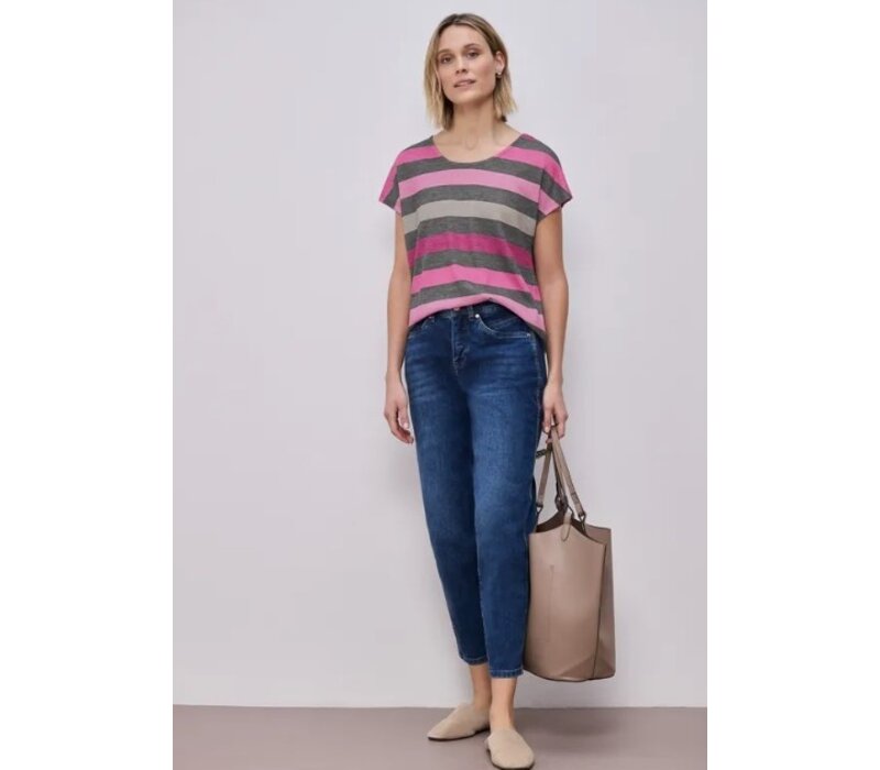 Street One Big Multicolor Stripe Shirt Espresso Brown