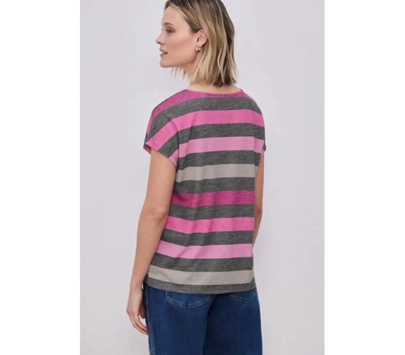 Street One Big Multicolor Stripe Shirt Espresso Brown