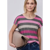 Street One Big Multicolor Stripe Shirt Espresso Brown