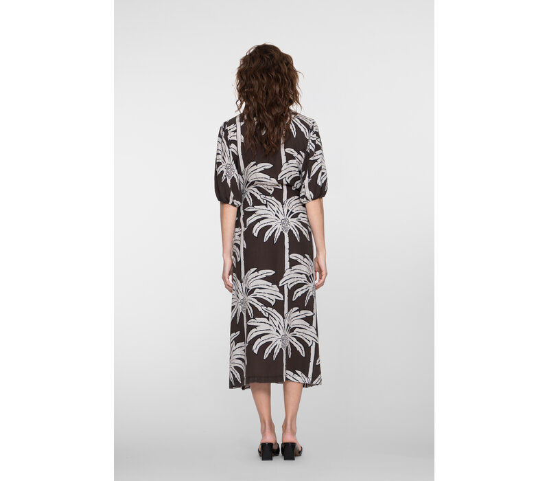 Geisha Dress Brown Off White