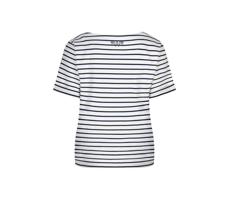 Red Button Terry Stripe Short Sleeve Darkblue