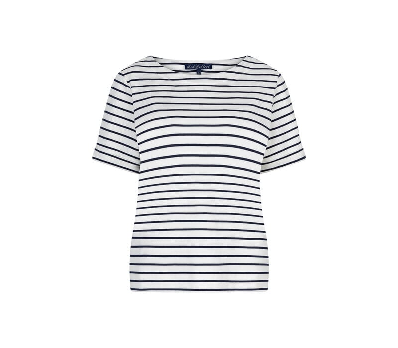 Red Button Terry Stripe Short Sleeve Darkblue