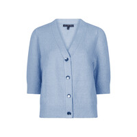 Red Button Cardigan Popcorn Light Blue