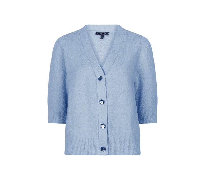Red Button Cardigan Popcorn Light Blue