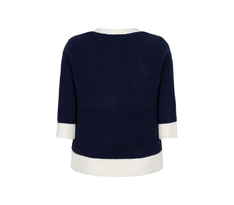 Red Button Cardigan Popcorn Darkblue