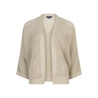Red Button Cardigan Pointelle Pebble
