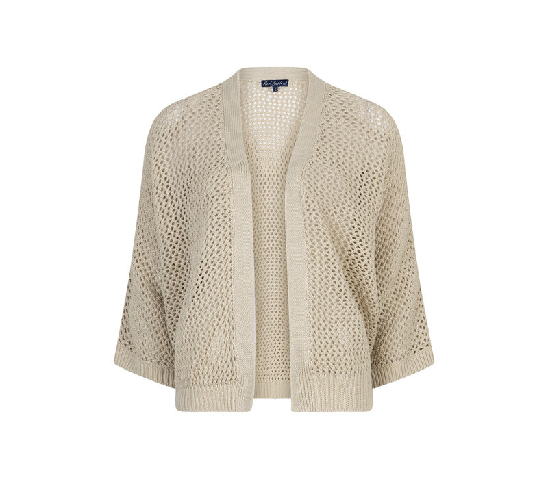 Red Button Cardigan Pointelle Pebble