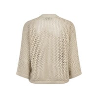 Red Button Cardigan Pointelle Pebble