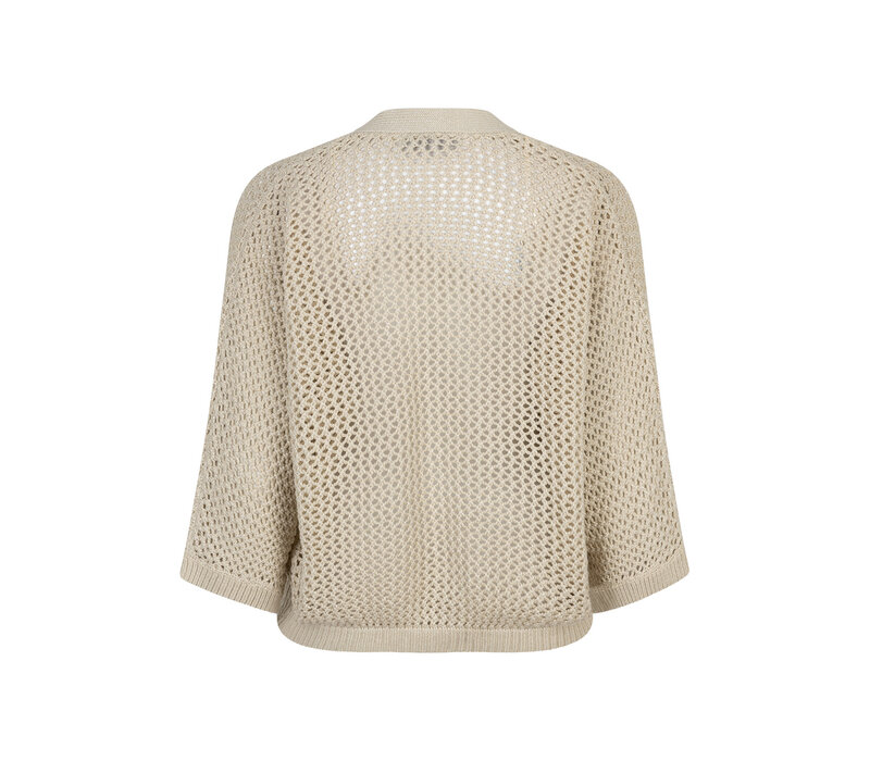 Red Button Cardigan Pointelle Pebble