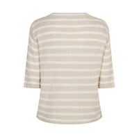 Red Button Cardigan Stripe & Sequins Oatmeal Offwhite